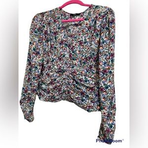 Lulu’s Pretty Floral Long Sleeve Gathered Blouse XL